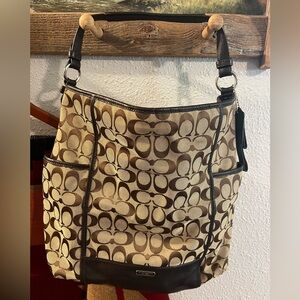 Large Coach bag, tan and brown